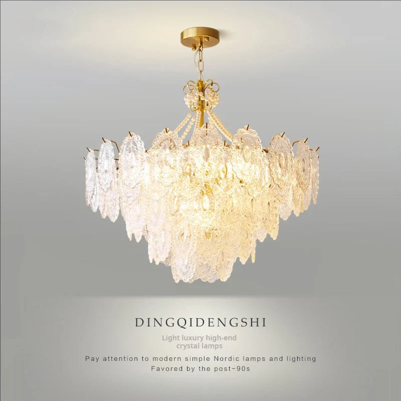 Axyaa Cream Style Crystal Chandelier for Living Room, Bedroom, Dining Room