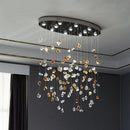 Axyaa Modern Crystal Chandelier with Special-Shaped Stone Decoration for Dining and Living Room Lighting