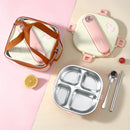 Axyaa Stainless Steel Divided Lunch Box Set with Cutlery