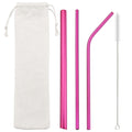 Axyaa Stainless Steel Sharp Metal Drinking Straw Set with Cleaner Brush