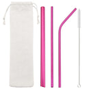 Axyaa Stainless Steel Sharp Metal Drinking Straw Set with Cleaner Brush