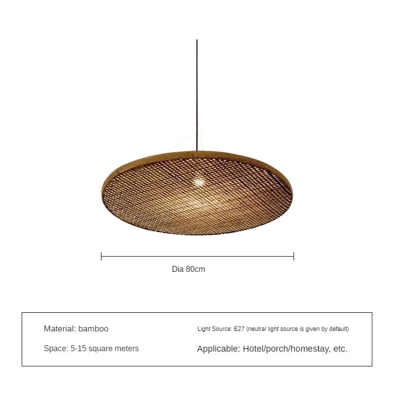 Axyaa Bamboo Pendant Light: Wabi Sabi Style Rattan Hanging Lamp for Home, Restaurant, Tea Room