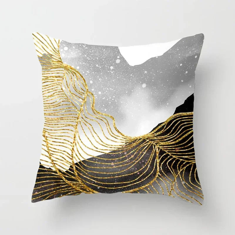 Axyaa Black Gold Elk Tree Bird Butterfly Printed Pillowcase for Living Room Home