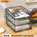 Axyaa Metal Mesh 3-Tier Desk File Organizer - Space-Saving Paper Storage Rack