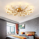 Axyaa Flower Leaf Crystal Chandelier Ceiling Light Gold/Black G9 Tricolor Lamp