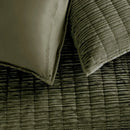 Axyaa Dark Green Velvet Striped Queen Quilt - Lightweight & Pet-Friendly