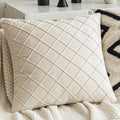 Axyaa Nordic Beige Woven Plush Pillow Cover for Living Room Sofa - 45x45