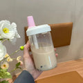 Axyaa Bubble Tea Kids Glass Water Bottle with Straw - BPA Free