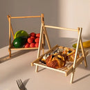 Axyaa Bamboo Folding Basket: Kitchen Storage Tray for Food, Fruit, Sushi.