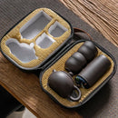 Axya Portable Purple Sand Tea Set: Pot, 4 Cups, Crack Cup, Kung Fu Style