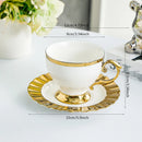 Axyaa Ceramic Coffee Cup & Saucer Set Gold Border European Afternoon Tea Latte Art Mug