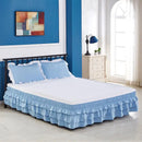Axyaa Elastic Solid Bed Skirt Three Layers Wrap Around Easy On/Off Dust Ruffled