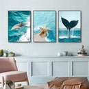 Dolphin Whale Starfish Sea Life Canvas Painting Set by Axyaa