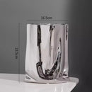 Axyaa Morandi Pleated Vase: Nordic Light Luxury Ceramic Decoration for Living Room, Dining Table