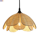 Axyaa Rattan Wicker Petal LED Pendant Light for Home Indoor Decor
