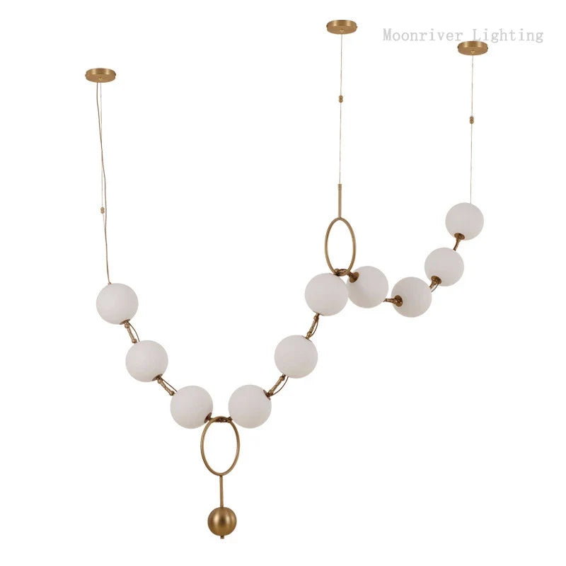 Axyaa White Glass Ball Necklace Pendant Chandelier for Luxury Ambiance