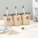 Axyaa Stainless Steel Cartoon Toothbrush Cup - Portable & Reusable Bathroom Accessory