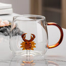 Axyaa Glass Handle Cartoon Animal Mug - High Borosilicate Juice Cup