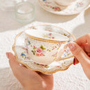 Axyaa Ceramic Coffee Cup & Saucer Set Retro Floral Afternoon Tea Mug