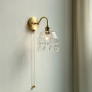 Axyaa Nordic LED Wall Light with Pull Chain Switch, Crystal Glass Copper Lamp