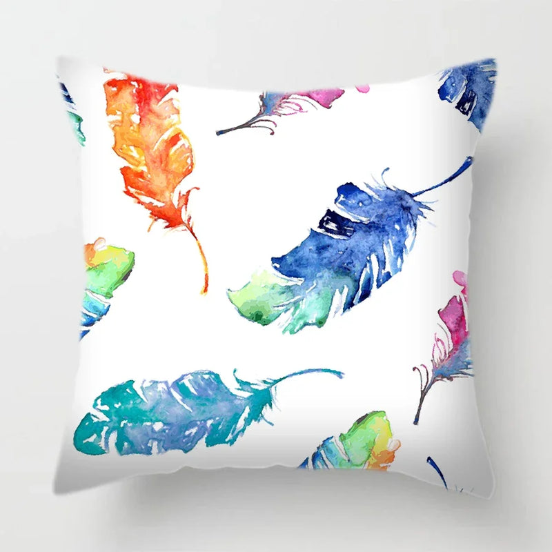 Tropical Plants Parrot Feather Cushion Cover for Sofa by Axyaa