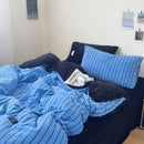 Axyaa Nordic Striped Velvet Bedding Set with Bed Sheet - Winter Home Collection