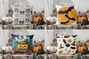 Axyaa Halloween Ghosts, Pumpkins & Bow Pillow Cover - Sofa, Bedroom, Car - Patterned Cushion Cover