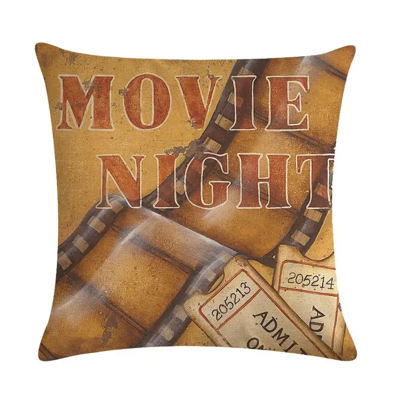 Axyaa Rock Guitar Pattern Throw Pillow Cover: Cotton Linen Cushion for Home Sofa