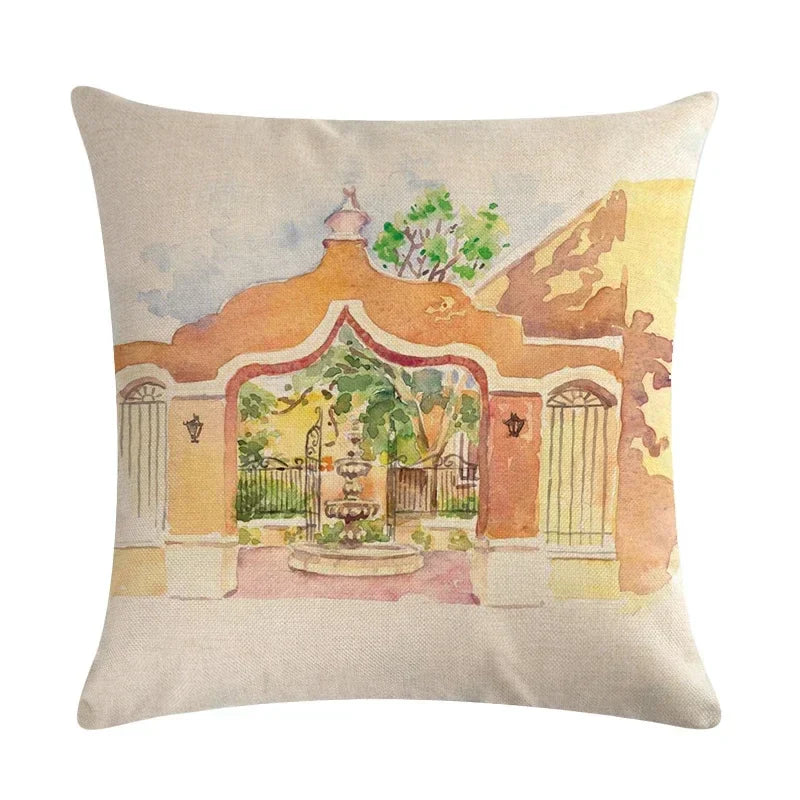 Axyaa Retro Country Pattern Pillowcase 45*45cm Home and Car Adornment