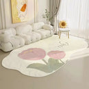 Axyaa Irregular Shape Fluffy Flower Carpet Soft Plush Rug for Living Room and Bedroom