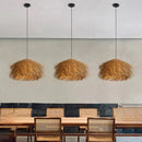 Axyaa Woven Rattan LED Chandelier, Japanese Style Hanging Lamp for Home and Restaurant Decor