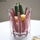 Axyaa Glass Vase Ornament Decorative Flower Vessel Hydroponic Desktop Arrangement