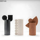 Geometric Resin Vase for Artificial Flowers by Axyaa: Modern Table Decoration