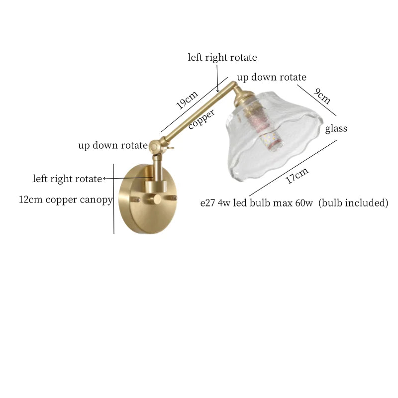 Axyaa Clear Glass LED Wall Sconce with Switch - Nordic Minimalism Wand Lampen
