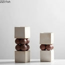 Axyaa Square Cylinder Ceramic Vase with Artificial Flowers for Desk Decoration