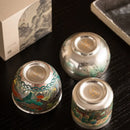 Axyaa Sterling Silver Ceramic Kung Fu Tea Set
