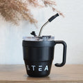 Axyaa Stainless Steel Double Layer Mug with Straw Lid - 480ml