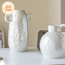 Axyaa Pearl Glazed Ceramic Vase Round Table Decoration for Flowers Arrangement