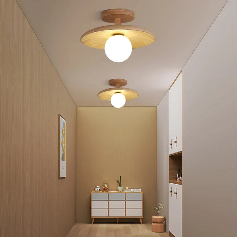 Axya Wood Ceiling Light: Nordic LED Lighting for Corridor, Aisle, Balcony