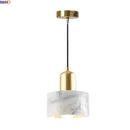Axyaa White Marble LED Pendant Lights Gold Brass Vintage Hanging Lamp