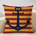 Axyaa Nautical Pattern Linen Cushion Cover 45x45cm for Home Sofa Decoration