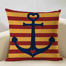 Axyaa Nautical Pattern Linen Cushion Cover 45x45cm for Home Sofa Decoration
