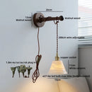 Axyaa LED Bathroom Mirror Wall Lights With Switch, Modern White Glass Wood Reading Lamp