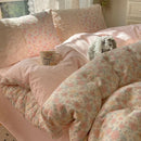Axyaa Princess Lace Bed 4-Piece Set with Floral Cloud Design