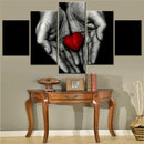 Axyaa Black Dark Red Heart Hands Canvas Wall Art Home Decor Printing