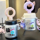Axyaa 580ML Cute Glass Water Bottle With Straw, Tea Separation, Portable for Girls
