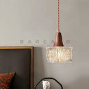Axyaa Nordic Wooden Pendant Lights for Kitchen Restaurant, Industrial Glass Chandelier, E27/E26 Fixtures