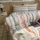Axyaa Nordic Pink Stripes Cotton Duvet Cover 150x200 Girl's Room Comforter Set