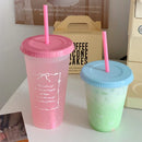 Axyaa Kawaii Bowknot Tumbler: Portable Cute Plastic Cup with Straw for Drinks