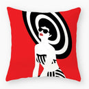 Axyaa Red Lips Stripe Throw Pillow Cover - 45X45CM